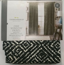 1 Threshold Single Window Panel Black Diamond Print Curtain 54" x 84"