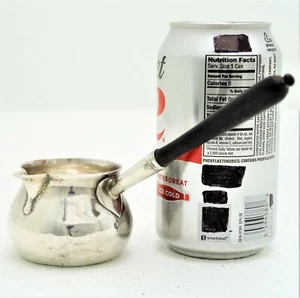 English Sterling Silver Hand-hammered Sauce Pot Wood Handle Hallmarked JG c 1735 - Picture 1 of 9