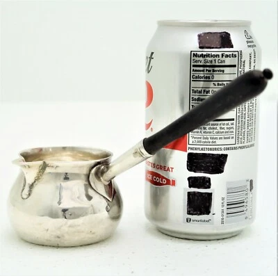 Pote de molho inglês prata esterlina martelado à mão cabo de madeira Hallmarked JG c 1735 - Imagem 1 de 4