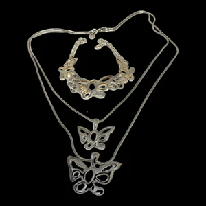 High-Quality Butterfly Necklace & Bracelet Set in Sterling Silver. D203-T20 - Picture 1 of 6