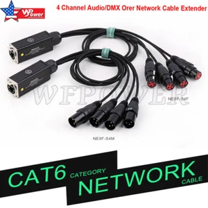 4 Channel 3-Pin XLR Male Female to Single Ethercon Audio Network Cable Extender - Picture 1 of 9