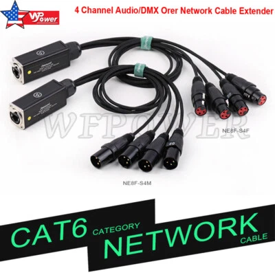 4 Channel 3-Pin XLR Male Female to Single Ethercon Audio Network Cable Extender - Image 1 of 4