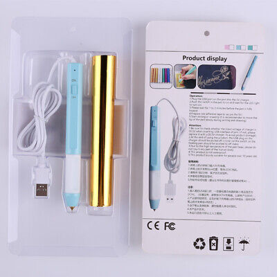 1.5/0.8mm Tip Blue Heated Gold Foil Pen Set Handwritten USB Power Embossing Tool • 19.58€