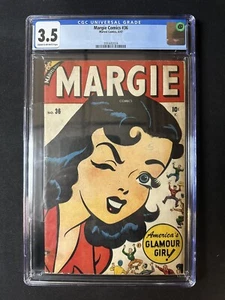 MARGIE COMICS #36 CGC 3.5 MORRIE WEISS ART GGA 1947 RARO Panel Stan Lee - Imagen 1 de 3