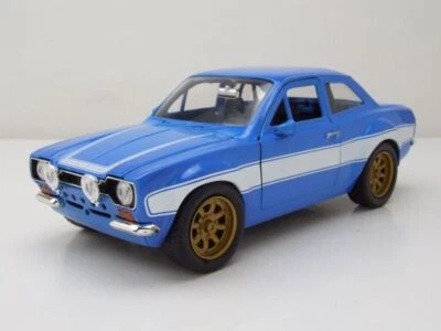 Ford Escort RS 2000 1974 Blu Bianco Brian Fast & Furious Modellino 1:24 Jada - Immagine 1 di 4