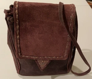 Vintage 1980s HEDY PETERSON Berkely Artisan Designer Crossbody Bag Purse Suede - Picture 1 of 5