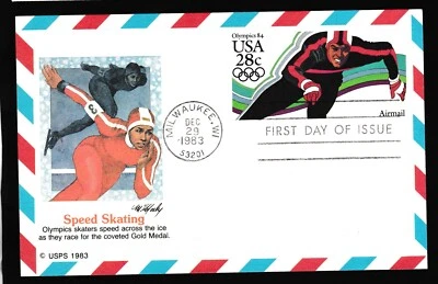 1983 UNITED STATES WINTER OLYMPIC GAMES DECIMAL STAMP FLEETWOOD FIRST DAY CARD#3 - Image 1 of 2