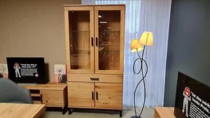 Vitrine Glasvitrine Wohnzimmer Schrank 6505 Nina in Rustic Buche massiv geölt - Bild 1 von 7