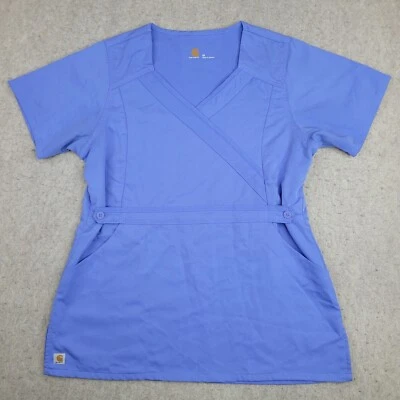 Blusa Médica Carhartt 3 Bolsillos Envoltura Simulada Mujer Azul Mediana C11202 Foto 1 de 4