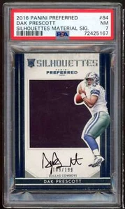 Dak Prescott Rookie 2016 Panini Preferred Silhouettes Materials Sig #84 PSA 7 - Picture 1 of 2