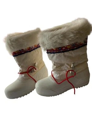 Botas de invierno Sorel para mujer suizas florales piel sintética talla 6 blancas rojas agua ártica Foto 1 de 4