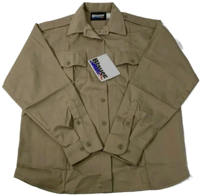 全新带标签 Blauer 8703X 长袖衬衫棕褐色成人棉混纺 XL 33 Reg 17-17.5 全新 — 第 1/4 张图片