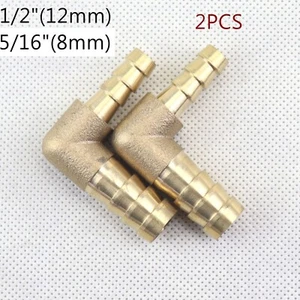 2PCS 90 elbow Hose Barb Brass Fitting Pipe Gas Fuel Connector(12mm X 8mm) - Picture 1 of 6