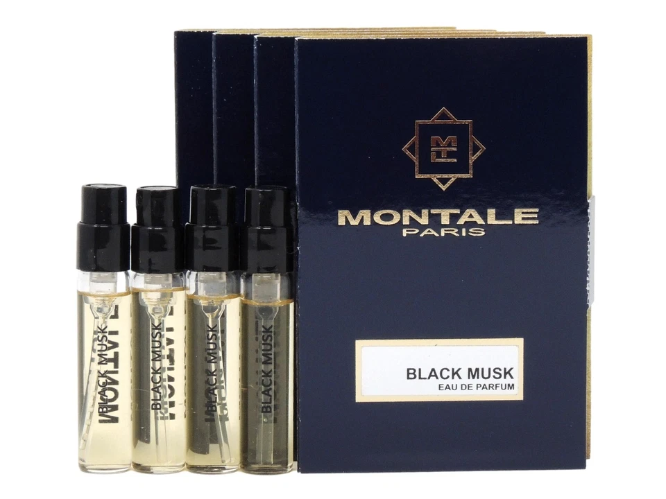 MONTALE PARIS BLACK MUSK EDP 2.0ml .06fl oz x 4 COLOGNE PERFUME SPRAY SAMPLES - Image 1 of 1