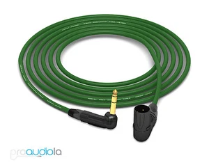 Mogami 2534 Quad Cable | Neutrik Gold 90º TRS to 90º XLR-M | Green 1.5 Feet 1.5' - Picture 1 of 1