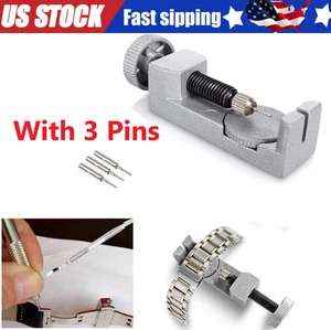 Metal Adjustable Watch Band Strap Bracelet Link Pin Remover Repair Tool Kit US - Foto 1 di 14