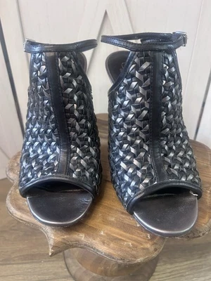 Coach Women's Leela Soft Woven Calf Pump Heels Peep Toe Pewter/Black Size 10B - Image 1 of 4