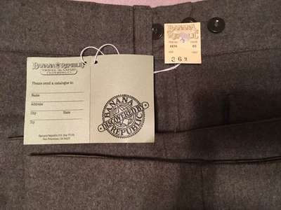 VINTAGE (2/63) Banana Republic ALL WOOL Mens Army Green Pants 36x31 NWT - Image 1 of 4