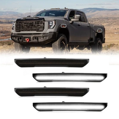 For 20-2025 GMC Sierra 2500HD 3500HD Smoked Bumper Fender LED Side Marker Lights — 第 1/4 张图片