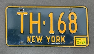 1966-1973 New York Nummernschild TH-168 blau gold einzeln Steuben County - Bild 1 von 5
