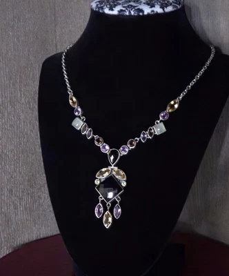 Nicky Butler 925 Sterling Silver Designer NB Necklace Onyx Amethyst Citrine 🖤💜 - Image 1 of 4