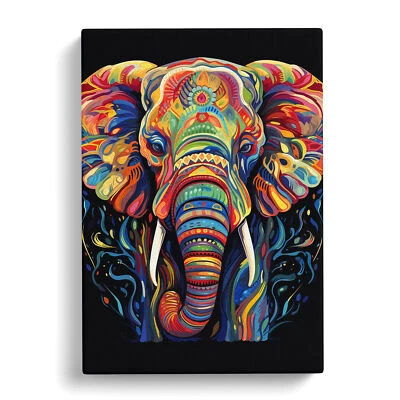 Elephant Colour Field Canvas Wall Art Print Framed Picture Decor Living Room - Image 1 of 4