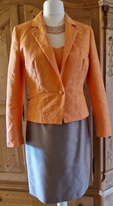 Etuikleid - Kleid - Jacke - Blazer - Ensemble - Kostüm - Taupe - Orange - Edel - Bild 1 von 6