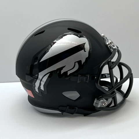 Buffalo Bills CUSTOM Concept Matte Black - Metallic Silver Mini Football Helmet Cover