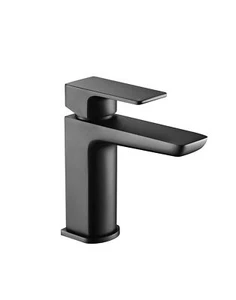 Grifo mezclador de lavabo con cuadrado de residuos moderno grifo mezclador de baño negro mate - Imagen 1 de 2