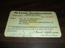 1946-1947 ST. LOUIS SOUTHWESTERN SSW RAILWAY COMPANY EMPLOYEE PASS 