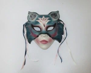Rara De Colección Máscara Artística de Arcilla Dama en Gato Máscara/Mardi Gras San Francisco Años 80 - Imagen 1 de 7