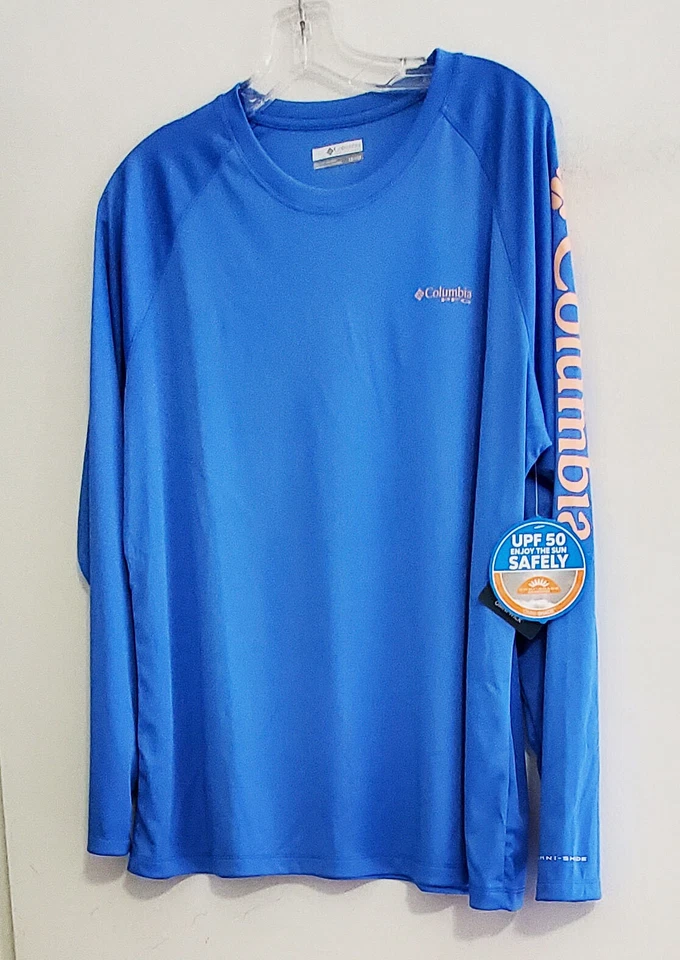 Columbia Mujer Talla Grande PFG Tidal Tee II Camiseta Manga Larga Azul Talla 1X - Nueva con Etiquetas Foto 1 de 1