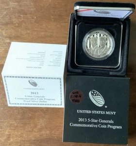 2013 P Proof 5-Stars Generals Commemorative Proof Silver Dollar OGP/ USMINT #5GE - Picture 1 of 7