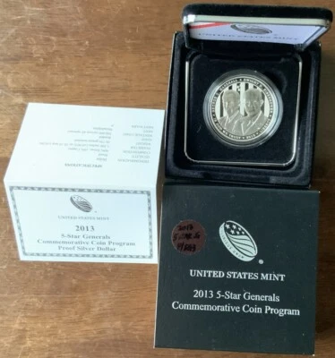 2013 P Proof 5-Stars Generals Commemorative Proof Silver Dollar OGP/ USMINT #5GE - Image 1 of 4
