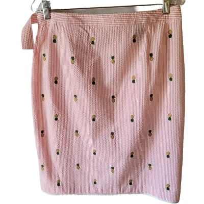 Falda envolvente de piña Brooks Brothers 346 para mujer talla 12 rosa blanco a rayas Foto 1 de 4