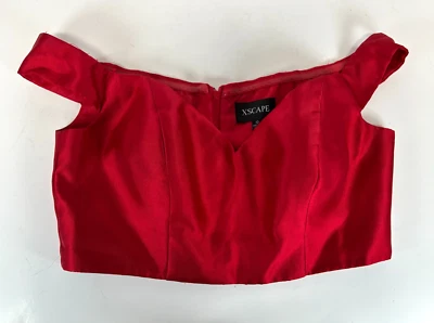 XSCAPE Mujer 10 Sin Mangas Cuello en V Recortado Top, Rojo Sólido - Cremallera Trasera Foto 1 de 4