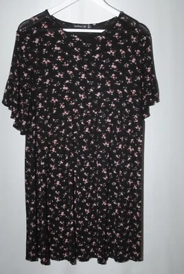 Boohoo Maternity Womens short black floral short sleeve dress UK size 16 - Image 1 of 3