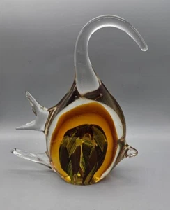 Murano Tropical Fish Hand Blown ART GLASS 9” Sommerso Amber Aventurine - Picture 1 of 13