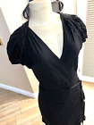 Vintage Caro Peretz Seide Halstuch Kleid Tupfen schwarz einfarbig Gr. Sm xdb