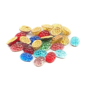 Lot (25) Czech vintage gold foiled floral flower oval glass cabochons 12x8.5mm - Picture 1 of 2