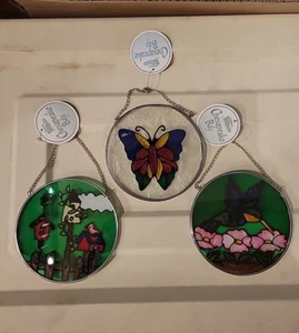 Sonnenfänger 3 Stück rund mit Kette grün Vogelhäuser, Kolibri, Schmetterling 4 Zoll - Bild 1 von 5