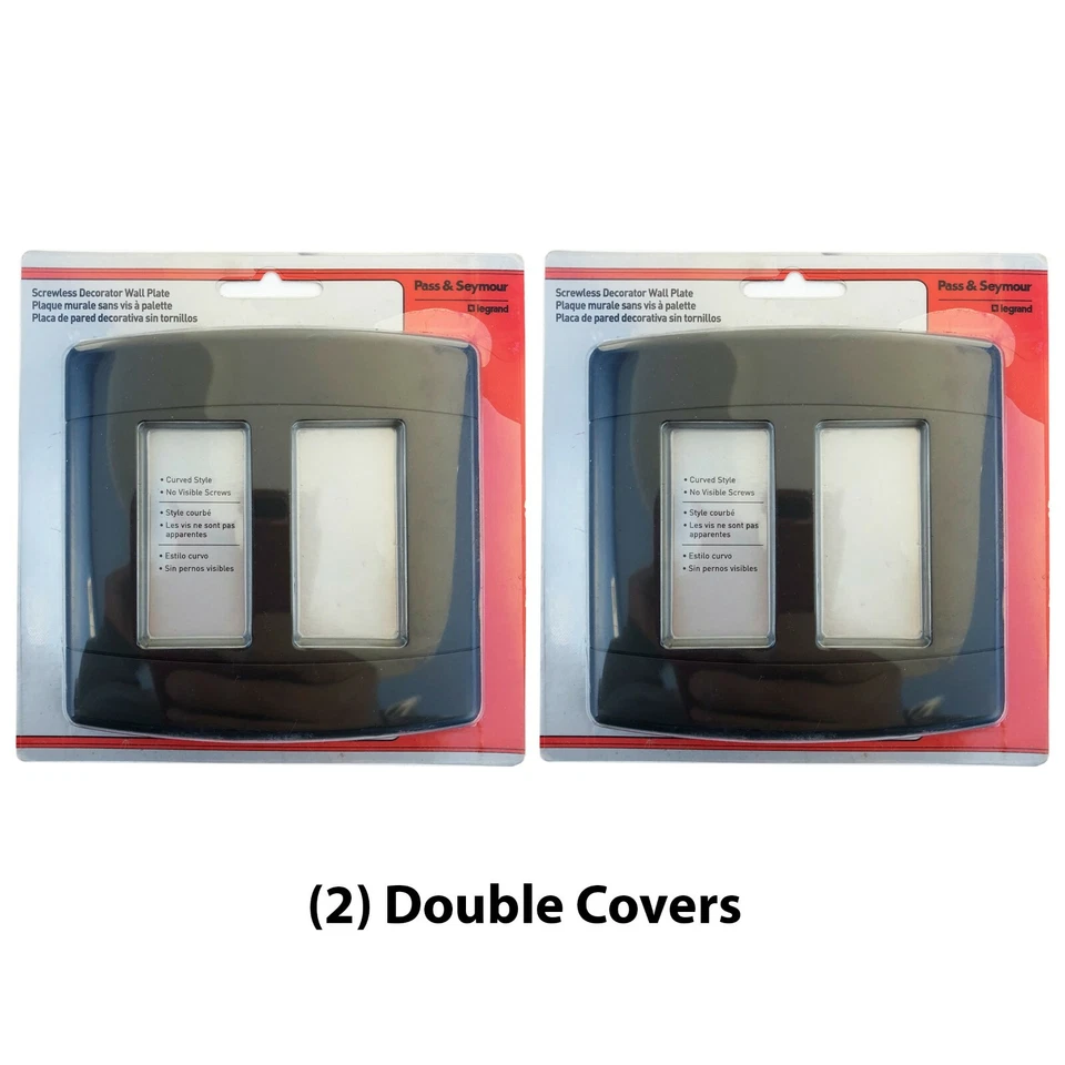 Nova placa de parede decoradora sem parafusos Pass & Seymour Legrand preta 2 gangues - Imagem 1 de 1