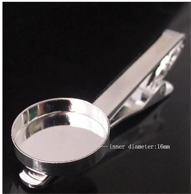 2pcs Mens Brass Tie Clip Blank Cameo Setting Bezel Base Necktie Clasp 16mm Tray - Image 1 of 4