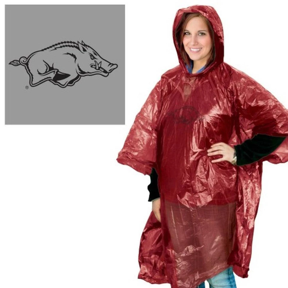 Poncho de lluvia Arkansas Razorbacks talla única [NUEVO] Chaqueta NCAA Snow Stadium puerta trasera Foto 1 de 1