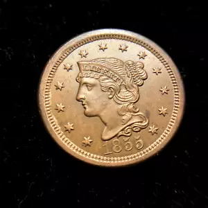 1855 N4 Braided Hair Large Cent Choice Uncirculated MS BU UNC Newcomb MAKE OFFER - Picture 1 of 8