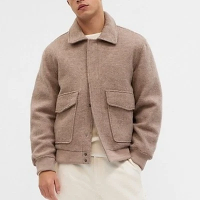 Men's Wool Patch Tan Brown Button Front Jacket Size XS - Image 1 of 4