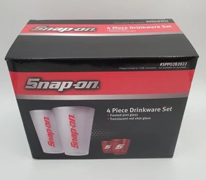 Juego de 4 vasos esmerilados Snap On 2 vasos rojos promoción en caja nuevo de stock - Imagen 1 de 15