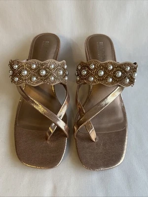 Kenneth Cole Reaction Zapatos Mujer Talla 8.5 Oro Rosa Cuña Sandalias Maureen Foto 1 de 4