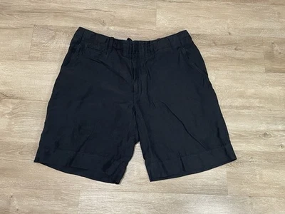 Polo Golf Ralph Lauren Hombres 36 Negro Clásico Chino Corto Mezcla Seda Lino Sólido Foto 1 de 4