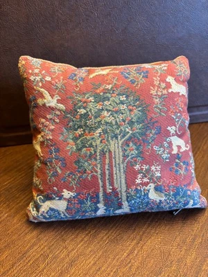 Tapeçaria de jardim, travesseiro de veludo, quadrado de 7 pol., árvores frutíferas, pássaros e animais - Imagem 1 de 4